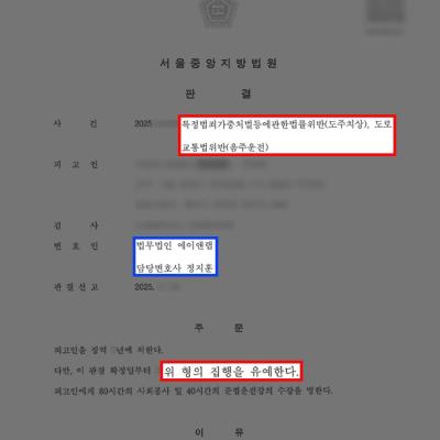 실형 위험 높은 음주운전 재범+도주치상, 변호인 조력으로 집행유예 판결